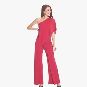 Stunning,new Adrianna Papell size 14, hot pink one piece,one shoulder jumpsuit.